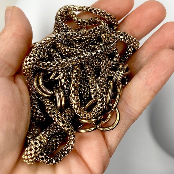 BOGO Gold Tone Mesh Chunky Link Statement Necklace - Picture 6 of 11